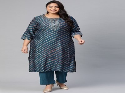 Blue Leheriya printed Straight shape Regular style
