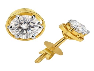 Earring with 14 K Gold 2 carat Moissanite