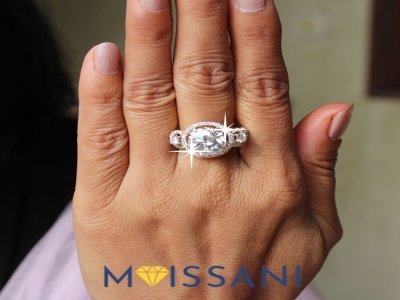 14k Gold Ring 4.90 carat Round shape Moissanite with 00516
