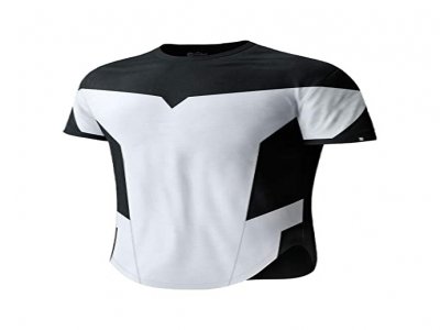 Black White Round Neck Half Sleeve T Shirt