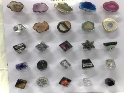 Multicolored glass knobs