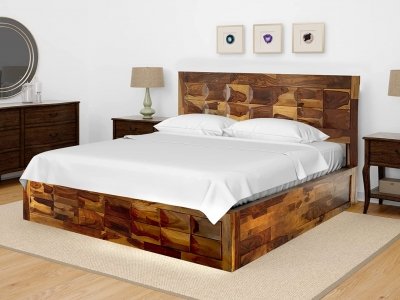 Solid Wood King Size Bed with Storage