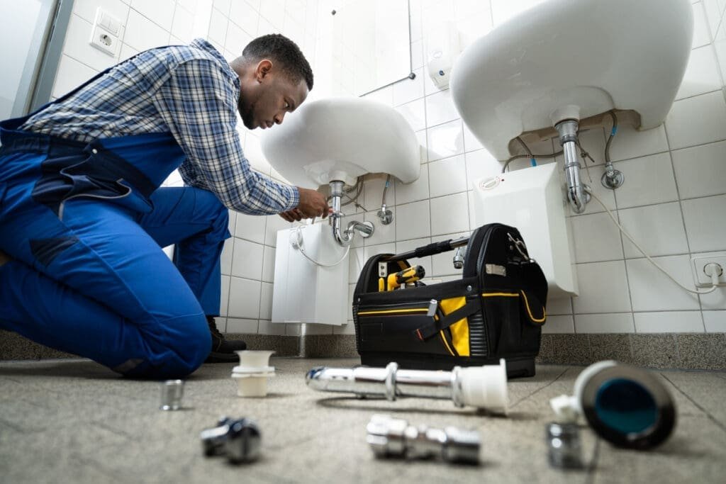 plumber will typically work in a bathroom