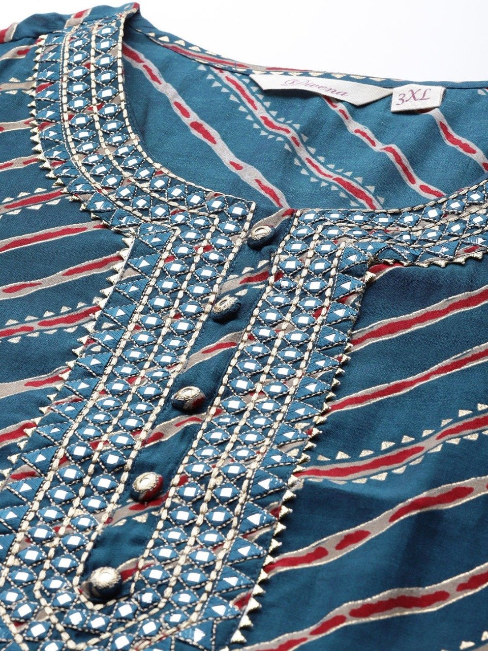 Blue Leheriya printed Straight shape Regular style